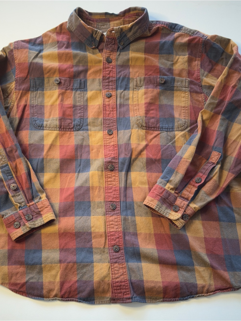 EUC Duluth Plaid Button-Down Shirt in Rust Mustard & Slate Size 2XL (KB7)